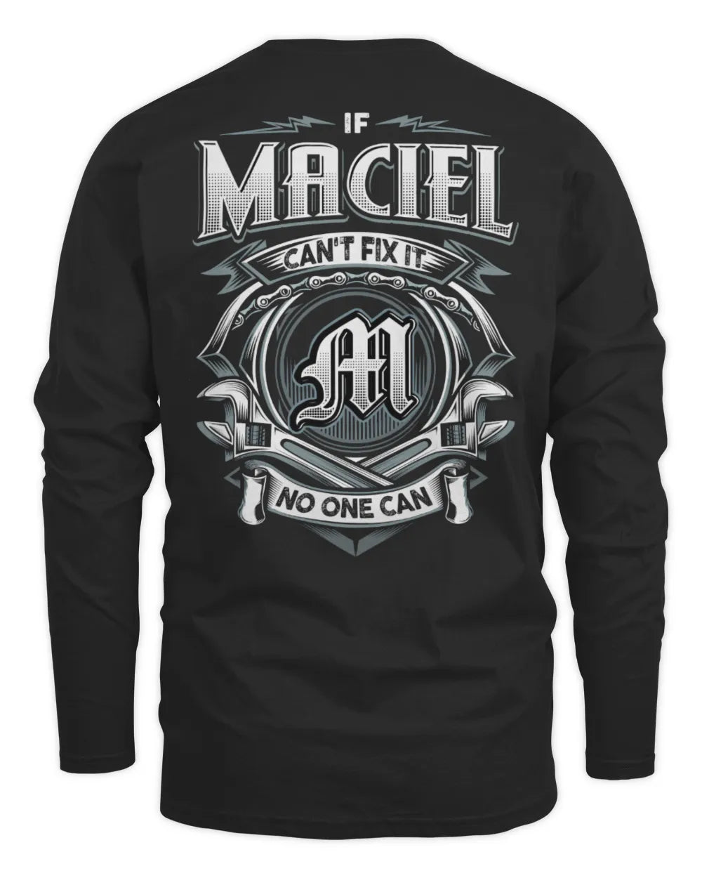 MACIEL AP81-K4-626 - Personalized Ahmed Quote Apparel “If Ahmed Can't Fix It, No One Can” - Men's Long Sleeved T-Shirt - Black