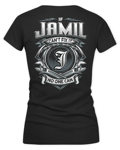 JAMIL AP81-K4-626 - Personalized Ahmed Quote Apparel “If Ahmed Can't Fix It, No One Can” - Women's V-Neck T-Shirt - Black