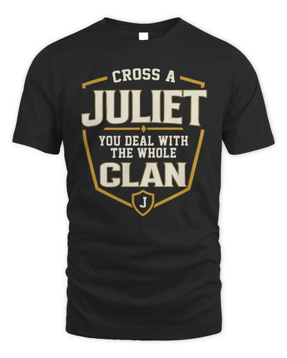 JULIET NT1-K008 Cross A/An NAME, You Deal With the Whole Clan | Personalized Vintage T-Shirt - Unisex Standard T-Shirt - Black