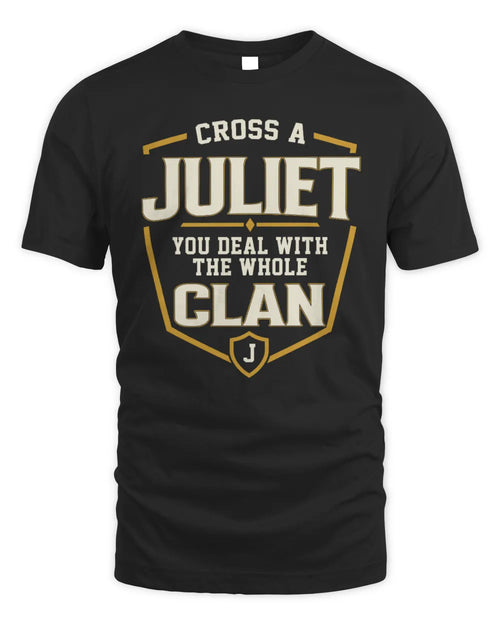 JULIET NT1-K008 Cross A/An NAME, You Deal With the Whole Clan | Personalized Vintage T-Shirt - Unisex Standard T-Shirt - Black