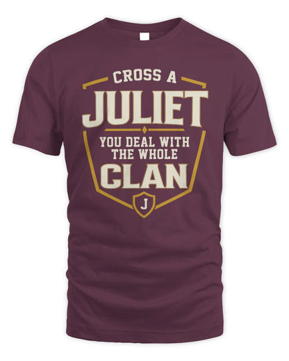JULIET NT1-K008 Cross A/An NAME, You Deal With the Whole Clan | Personalized Vintage T-Shirt - Unisex Standard T-Shirt - Maroon