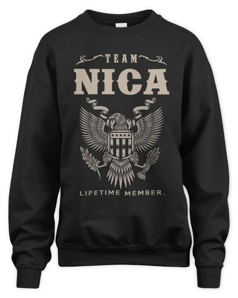 NICA TP06-K82 – Personalized Classic Style Apparel “Team NAME Lifetime Member” - Unisex Sweatshirt - Black