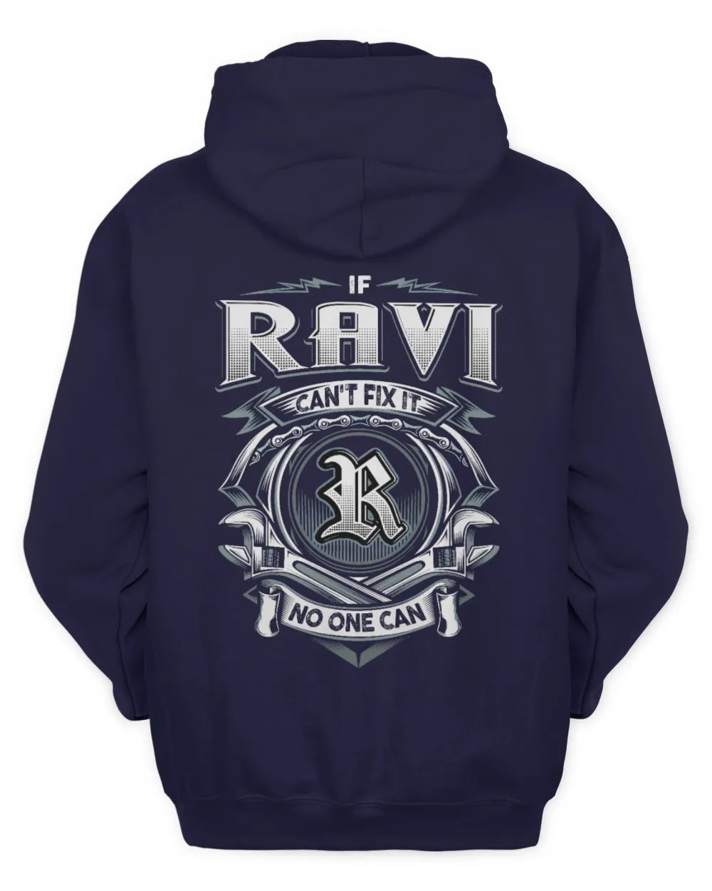 RAVI AP81-K4-626 - Personalized Ahmed Quote Apparel “If Ahmed Can't Fix It, No One Can” - Unisex Hoodie - Navy