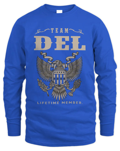 DEL TP06-K82 – Personalized Classic Style Apparel “Team NAME Lifetime Member” - Men's Long Sleeved T-Shirt - Royal
