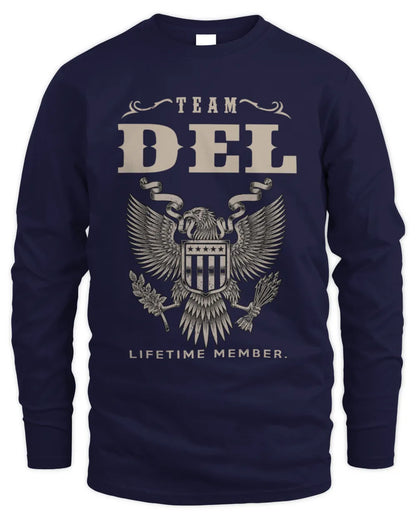 DEL TP06-K82 – Personalized Classic Style Apparel “Team NAME Lifetime Member” - Men's Long Sleeved T-Shirt - Navy
