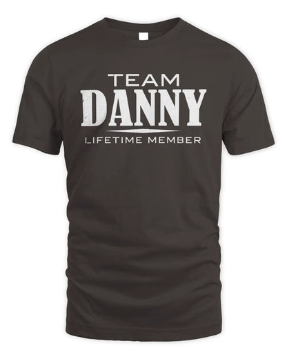 DANNY BL62-K4-128 - Personalized “Team NAME Lifetime Member” - Unisex Standard T-Shirt - Dark Chocolate
