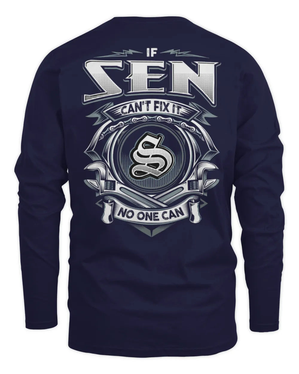 SEN AP81-K4-626 - Personalized Ahmed Quote Apparel “If Ahmed Can't Fix It, No One Can” - Men's Long Sleeved T-Shirt - Navy