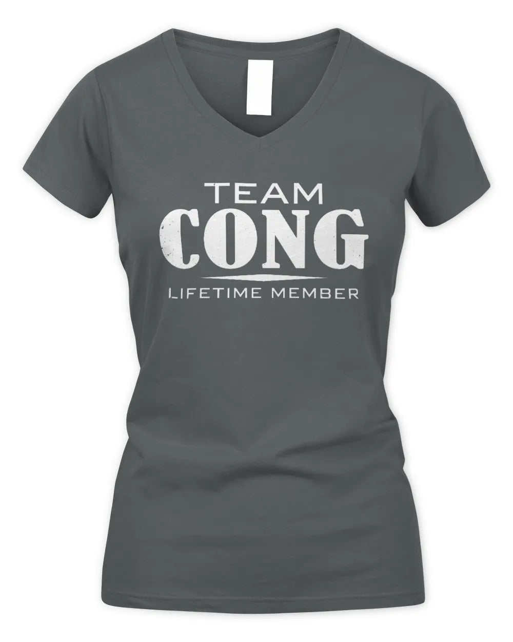 CONG BL62-K4-128 - Personalized “Team AARON Lifetime Member” - Women's V-Neck T-Shirt - Charcoal