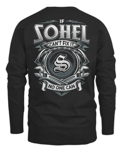 SOHEL AP81-K4-626 - Personalized Ahmed Quote Apparel “If Ahmed Can't Fix It, No One Can” - Men's Long Sleeved T-Shirt - Black