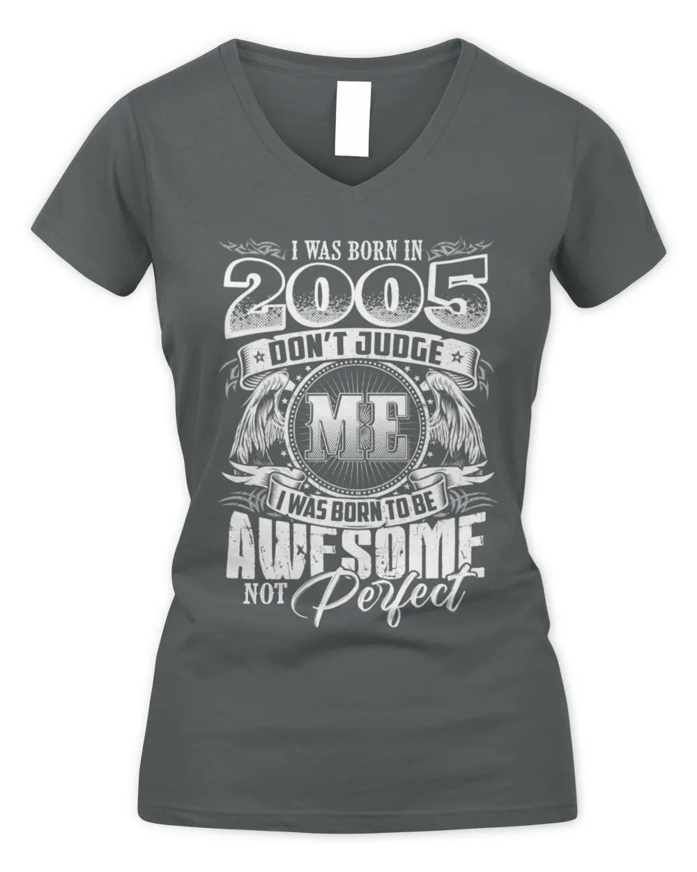 2005 HH89-K2 – Awesome Birth Year Quote T-Shirt - Women's V-Neck T-Shirt - Charcoal