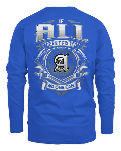 ALL AP81-K4-626 - Personalized Ahmed Quote Apparel “If Ahmed Can't Fix It, No One Can” - Men's Long Sleeved T-Shirt - Royal