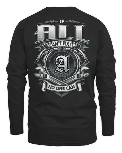 ALL AP81-K4-626 - Personalized Ahmed Quote Apparel “If Ahmed Can't Fix It, No One Can” - Men's Long Sleeved T-Shirt - Black