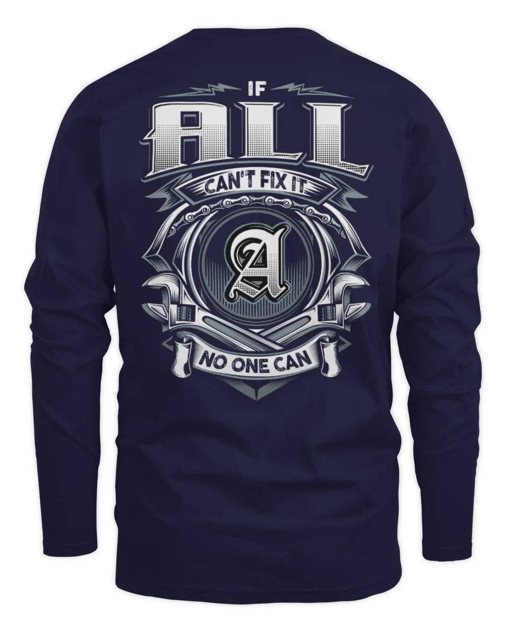 ALL AP81-K4-626 - Personalized Ahmed Quote Apparel “If Ahmed Can't Fix It, No One Can” - Men's Long Sleeved T-Shirt - Navy