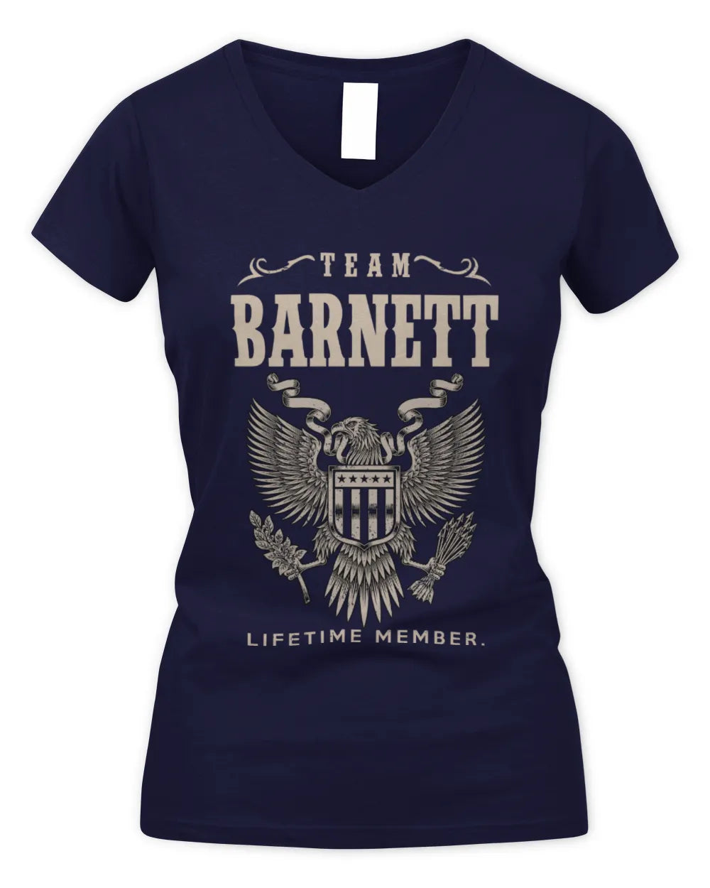 BARNETT TP06-K82 – Personalized Classic Style Apparel “Team NAME Lifetime Member” - Women's V-Neck T-Shirt - Navy