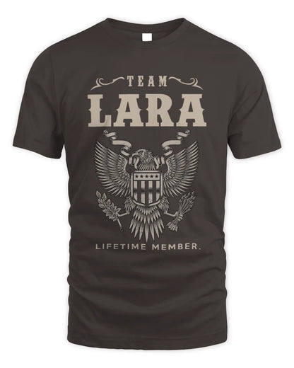 LARA TP06-K82 – Personalized Classic Style Apparel “Team NAME Lifetime Member” - Unisex Standard T-Shirt - Dark Chocolate