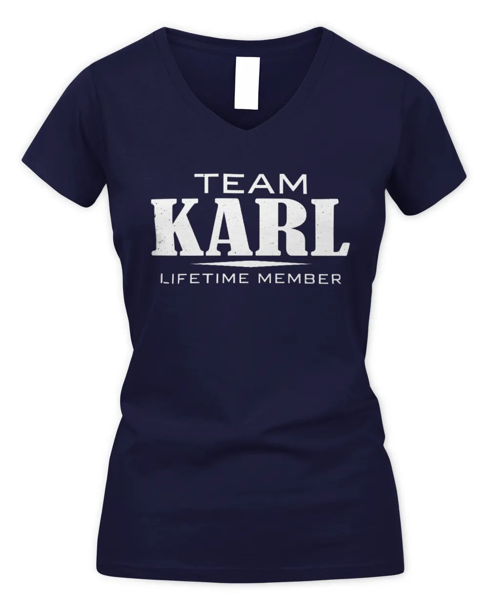 KARL BL62-K4-128 - Personalized “Team NAME Lifetime Member” - Women's V-Neck T-Shirt - Navy
