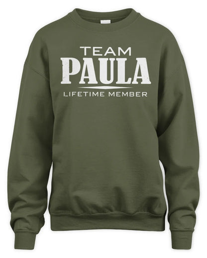 PAULA BL62-K4-128 - Personalized “Team NAME Lifetime Member” - Unisex Sweatshirt - Military Green