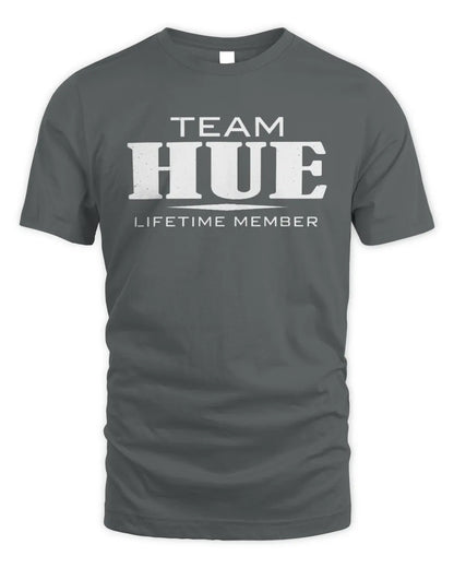 HUE BL62-K4-128 - Personalized “Team NAME Lifetime Member” - Unisex Standard T-Shirt - Charcoal