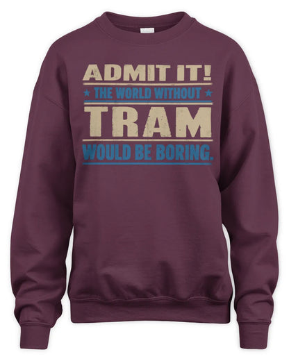 TRAM TP68-K2-968 – Personalized Funny Quote Apparel “The World Without NAME Would Be Boring” - Unisex Sweatshirt - Maroon