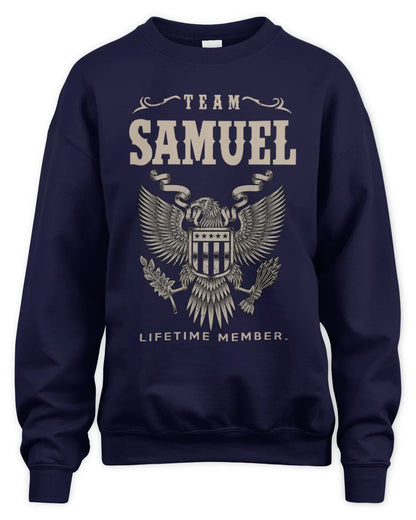 SAMUEL TP06-K82 – Personalized Classic Style Apparel “Team NAME Lifetime Member” - Unisex Sweatshirt - Navy