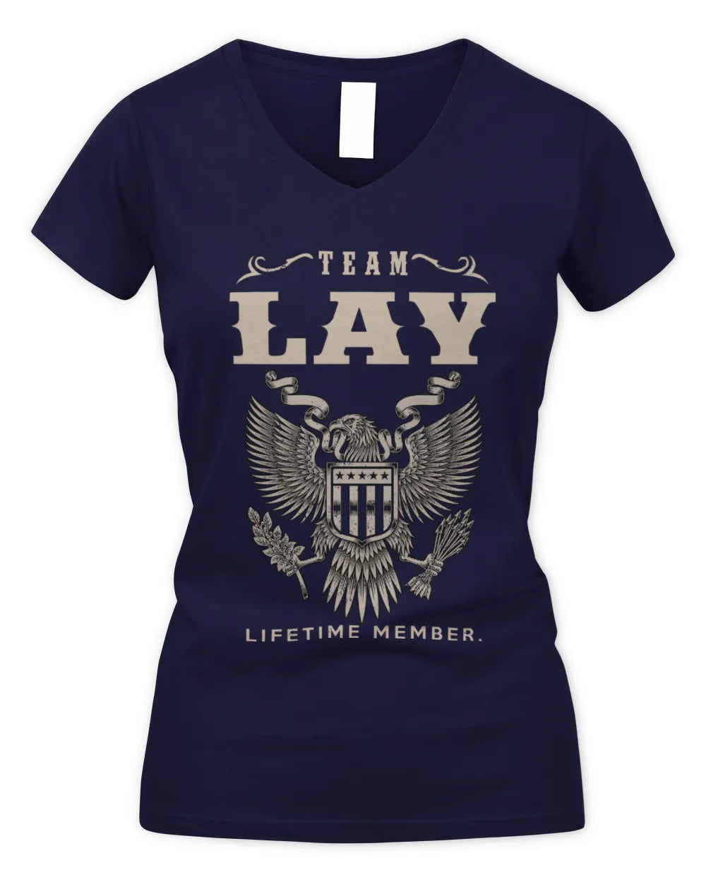 LAY TP06-K82 – Personalized Classic Style Apparel “Team NAME Lifetime Member” - Women's V-Neck T-Shirt - Navy