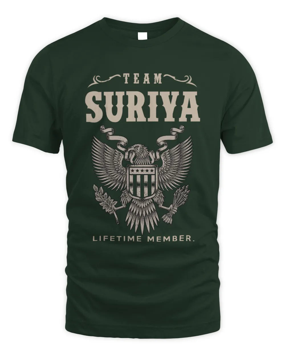 SURIYA TP06-K82 – Personalized Classic Style Apparel “Team NAME Lifetime Member” - Unisex Standard T-Shirt - Forest Green