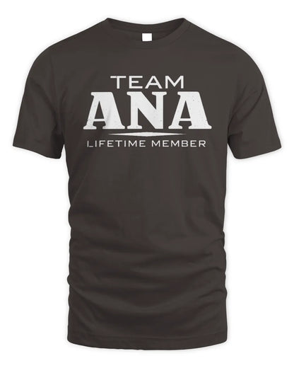ANA BL62-K4-128 - Personalized “Team NAME Lifetime Member” - Unisex Standard T-Shirt - Dark Chocolate