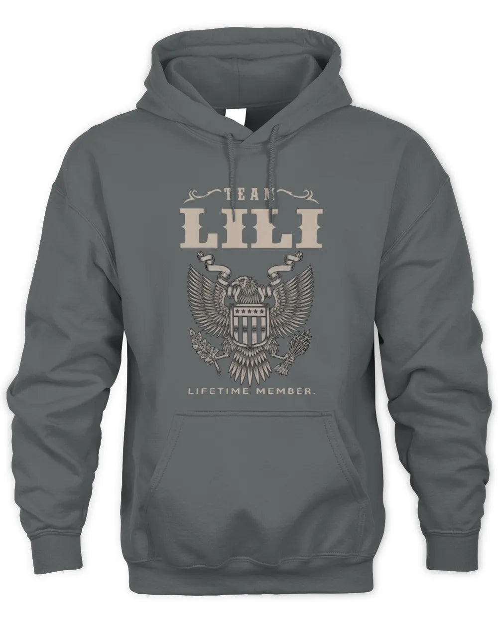 LILI TP06-K82 – Personalized Classic Style Apparel “Team NAME Lifetime Member” - Unisex Hoodie - Charcoal