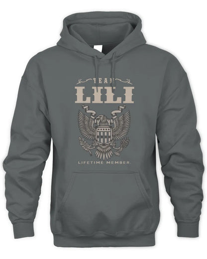 LILI TP06-K82 – Personalized Classic Style Apparel “Team NAME Lifetime Member” - Unisex Hoodie - Charcoal