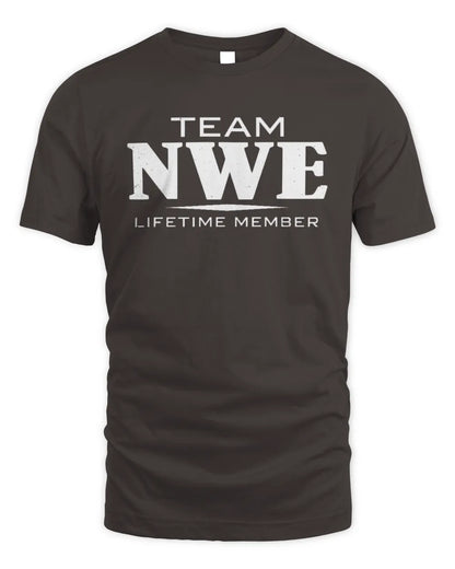NWE BL62-K4-128 - Personalized “Team NAME Lifetime Member” - Unisex Standard T-Shirt - Dark Chocolate