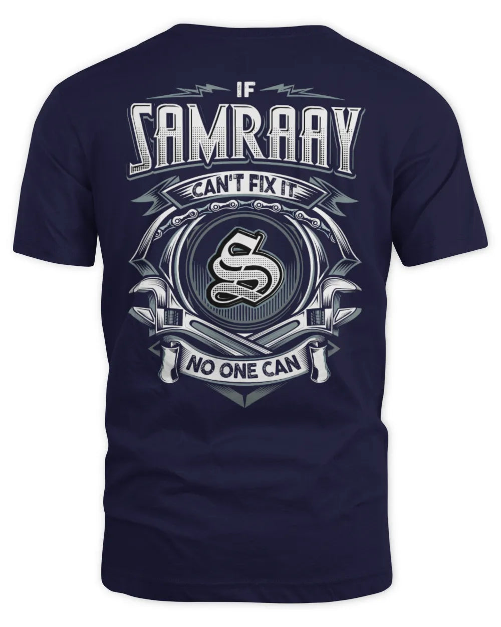 SAMRAAY AP81-K4-626 - Personalized Ahmed Quote Apparel “If Ahmed Can't Fix It, No One Can” - Unisex Standard T-Shirt - Navy