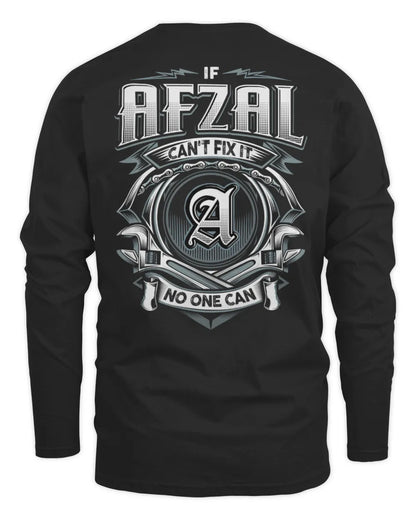 AFZAL AP81-K4-626 - Personalized Ahmed Quote Apparel “If Ahmed Can't Fix It, No One Can” - Men's Long Sleeved T-Shirt - Black