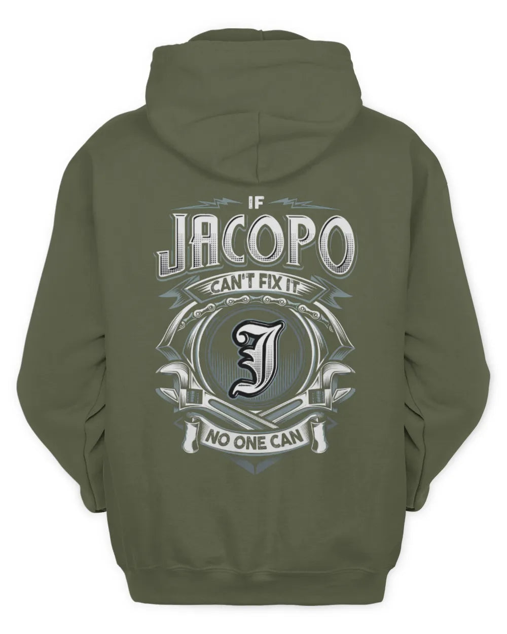 JACOPO AP81-K4-626 - Personalized Ahmed Quote Apparel “If Ahmed Can't Fix It, No One Can” - Unisex Hoodie - Military Green