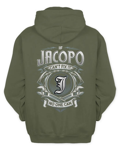 JACOPO AP81-K4-626 - Personalized Ahmed Quote Apparel “If Ahmed Can't Fix It, No One Can” - Unisex Hoodie - Military Green
