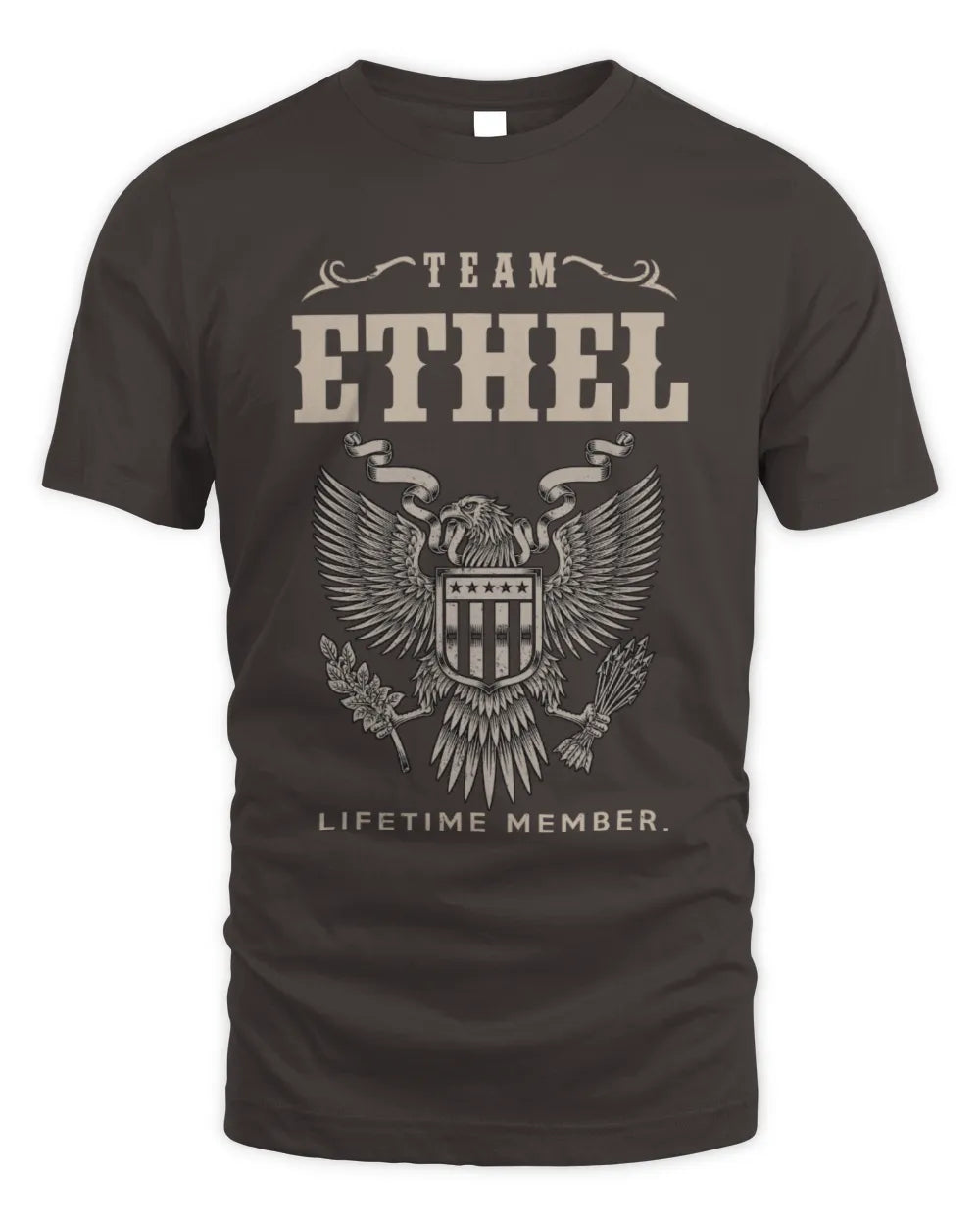 ETHEL TP06-K82 – Personalized Classic Style Apparel “Team NAME Lifetime Member” - Unisex Standard T-Shirt - Dark Chocolate