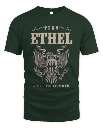 ETHEL TP06-K82 – Personalized Classic Style Apparel “Team NAME Lifetime Member” - Unisex Standard T-Shirt - Forest Green