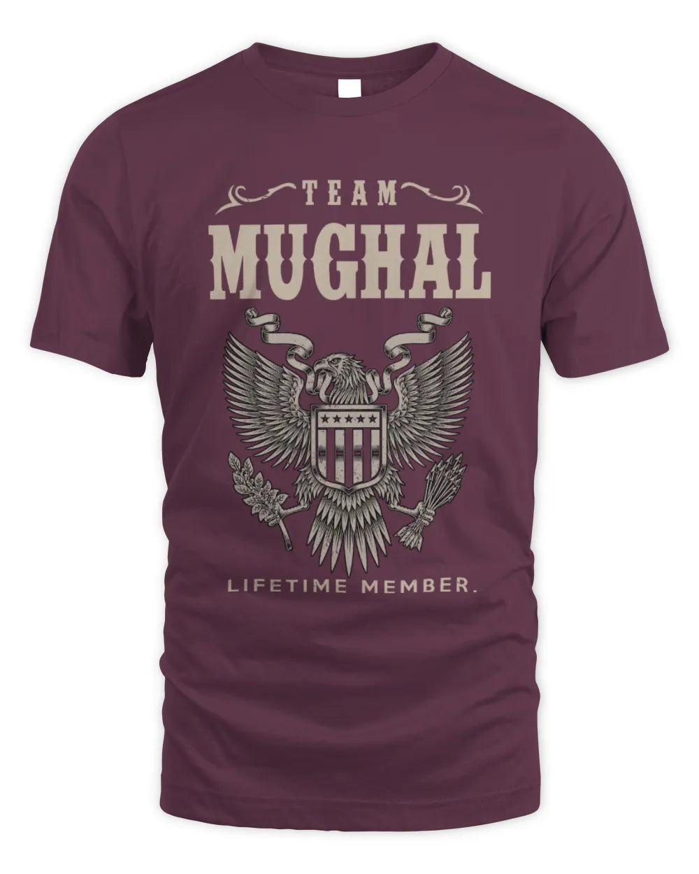 MUGHAL TP06-K82 – Personalized Classic Style Apparel “Team NAME Lifetime Member” - Unisex Standard T-Shirt - Maroon