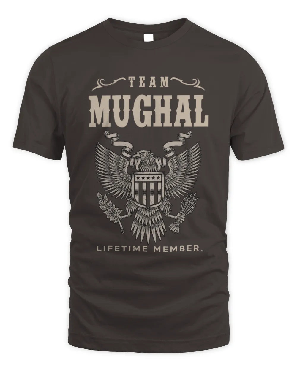 MUGHAL TP06-K82 – Personalized Classic Style Apparel “Team NAME Lifetime Member” - Unisex Standard T-Shirt - Dark Chocolate