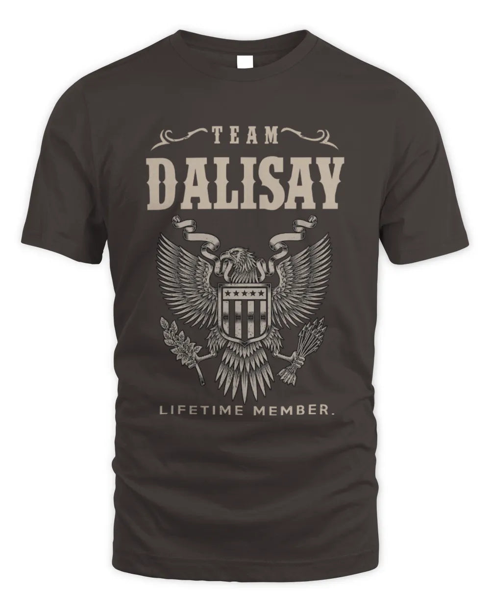 DALISAY TP06-K82 – Personalized Classic Style Apparel “Team NAME Lifetime Member” - Unisex Standard T-Shirt - Dark Chocolate