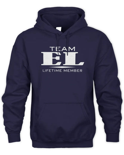 EL BL62-K4-128 - Personalized “Team NAME Lifetime Member” - Unisex Hoodie - Navy