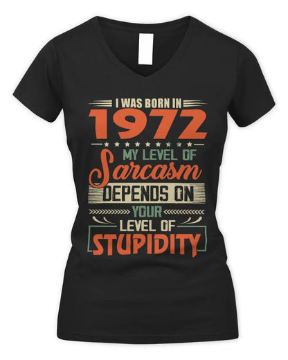 1972 HH89-K2 – Vintage Born to Be Sarcastic T-Shirt - Women's V-Neck T-Shirt - Black