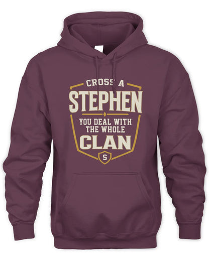STEPHEN NT1-K008 Cross A/An NAME, You Deal With the Whole Clan | Personalized Vintage T-Shirt - Unisex Hoodie - Maroon