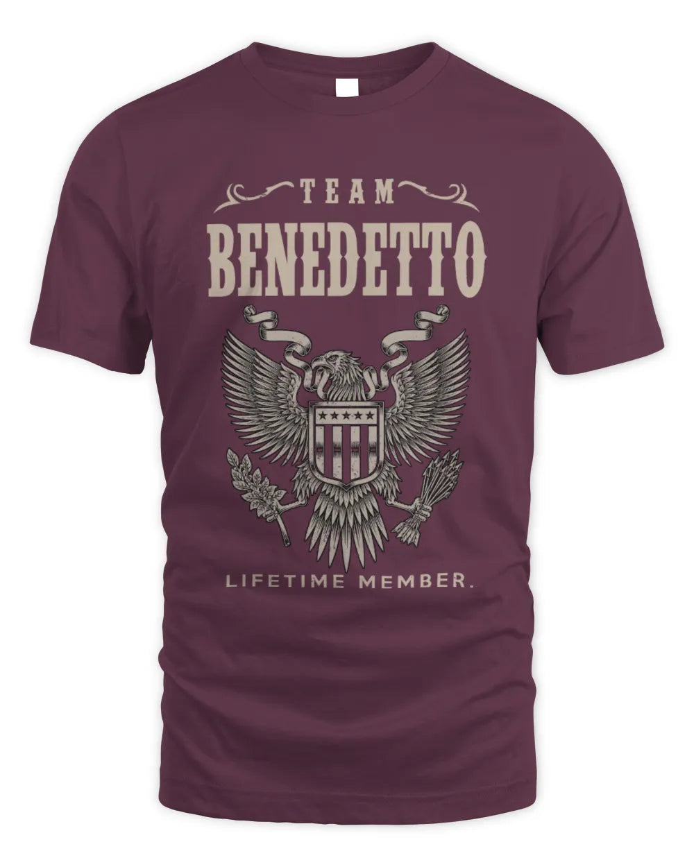 BENEDETTO TP06-K82 – Personalized Classic Style Apparel “Team NAME Lifetime Member” - Unisex Standard T-Shirt - Maroon