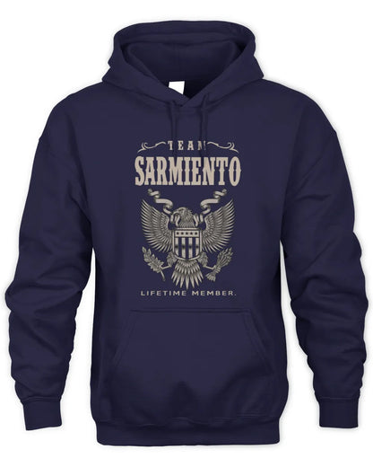 SARMIENTO TP06-K82 – Personalized Classic Style Apparel “Team NAME Lifetime Member” - Unisex Hoodie - Navy