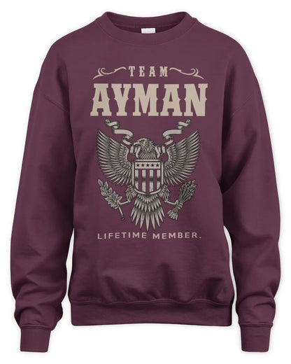 AYMAN TP06-K82 – Personalized Classic Style Apparel “Team NAME Lifetime Member” - Unisex Sweatshirt - Maroon