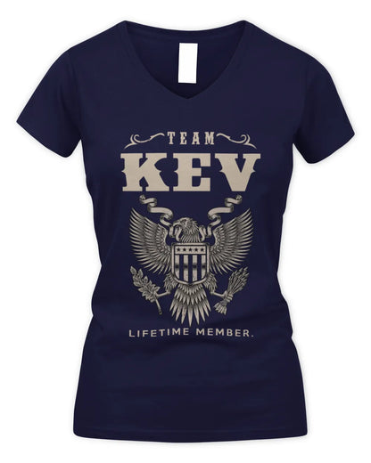 KEV TP06-K82 – Personalized Classic Style Apparel “Team NAME Lifetime Member” - Women's V-Neck T-Shirt - Navy