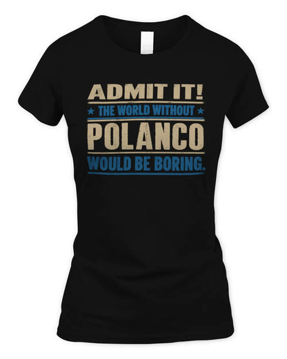 POLANCO TP68-K2-968 – Personalized Funny Quote Apparel “The World Without NAME Would Be Boring” - Women's Standard T-Shirt - Black