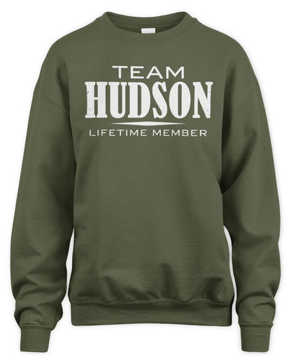 HUDSON BL62-K4-128 - Personalized “Team NAME Lifetime Member” - Unisex Sweatshirt - Military Green