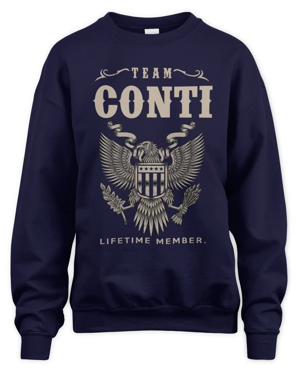 CONTI TP06-K82 – Personalized Classic Style Apparel “Team NAME Lifetime Member” - Unisex Sweatshirt - Navy