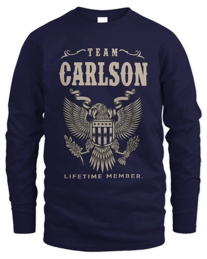 CARLSON TP06-K82 – Personalized Classic Style Apparel “Team NAME Lifetime Member” - Men's Long Sleeved T-Shirt - Navy